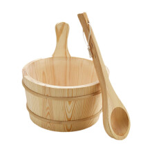 4L Wooden Sauna Bucket with Ladle, Large Capacity Single Handle for Home Sauna Spa Bath