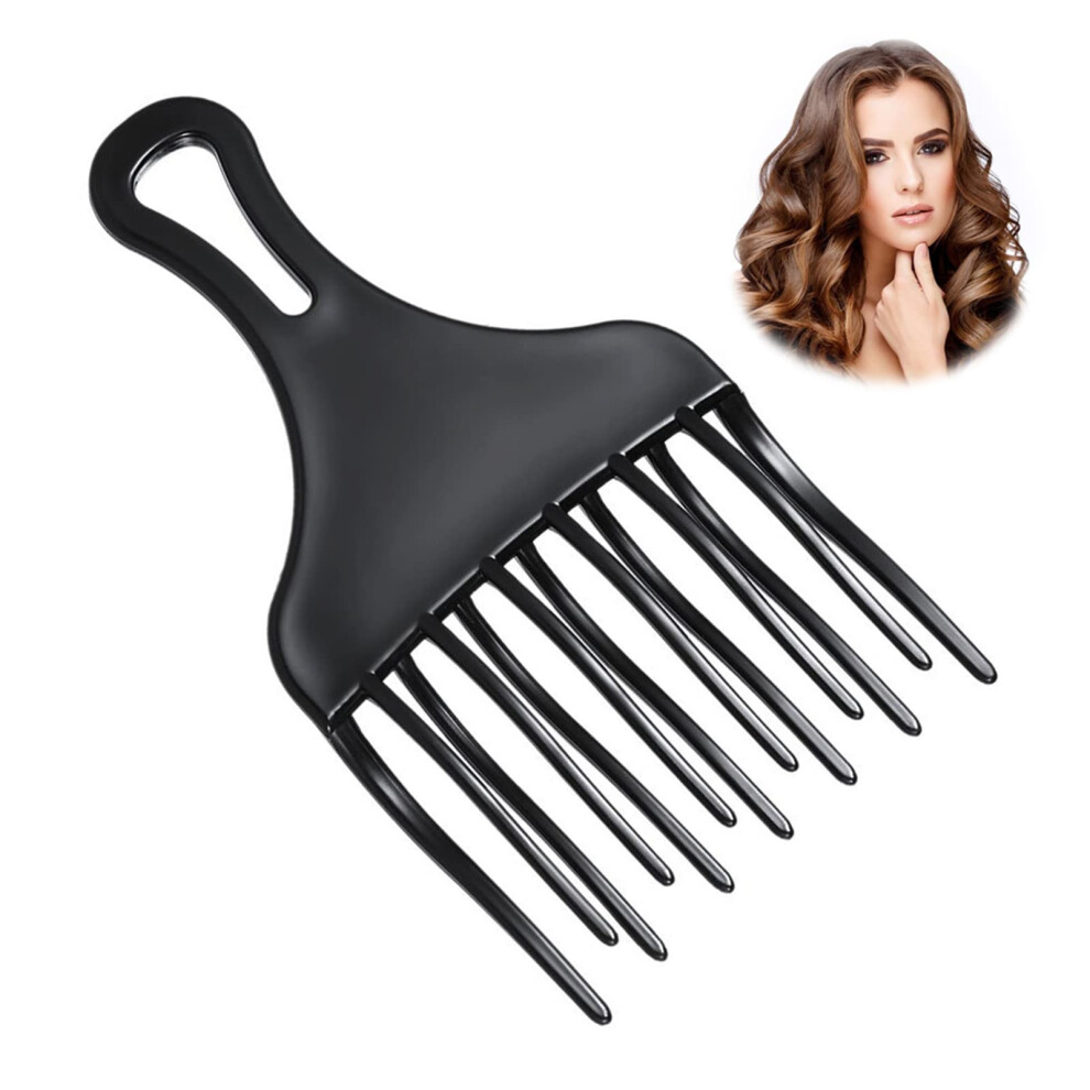 Unisex Black Afro Wide Tooth Comb With Ergonomic Rounded Handle For Detangling Curly And Coily Hair,
