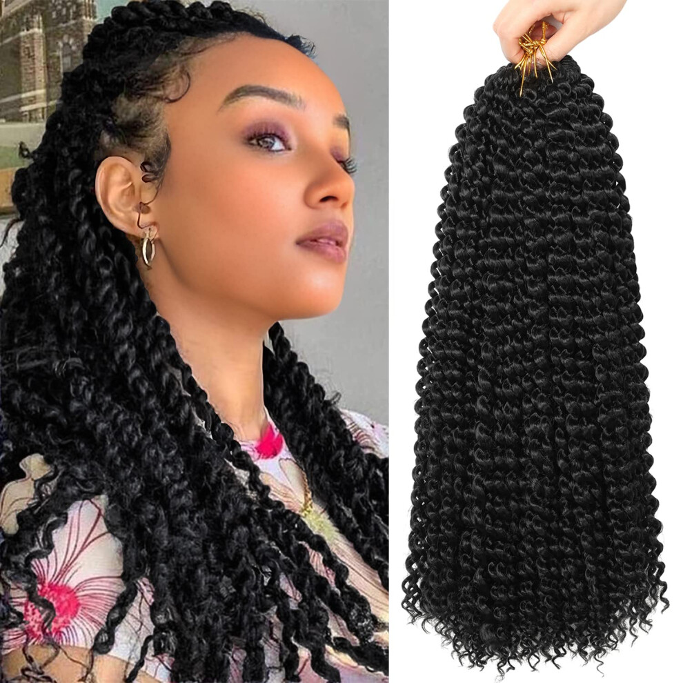 Unisex 18 Inch Ginger Passion Twist Crochet Hair Extensions, Water Wave Bohemian Synthetic Curly Braids