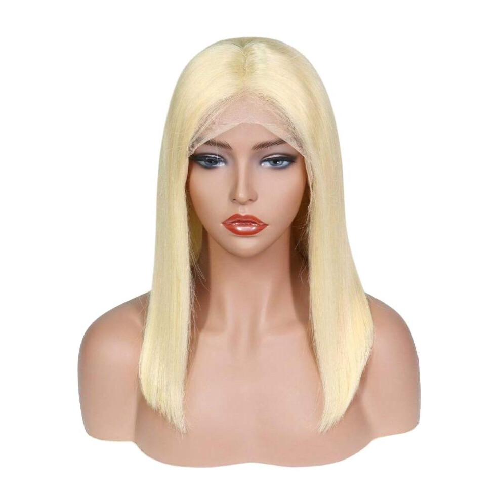Unisex 613 Blonde Human Hair Wig Full Lace Glueless Preplucked 18 Inch Straight Natural Scalp