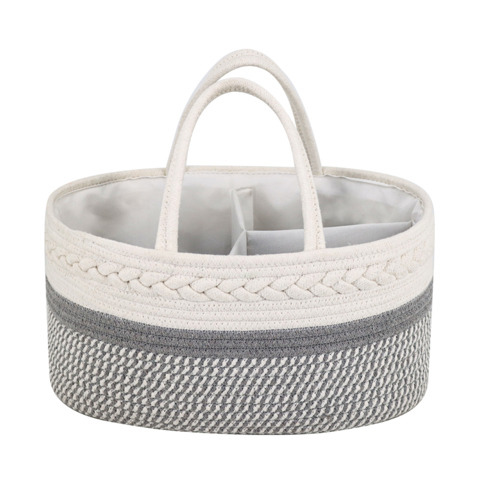 Woodside Home Living Cotton Rope Nappy Caddy/Baby Organiser Basket - Grey