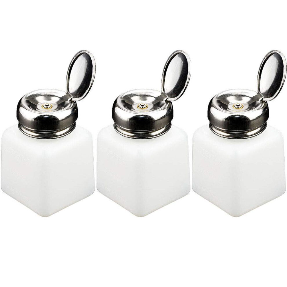 3 Pack Nail Polish Remover Dispenser Bottles 120ml Push Down Lockable Pump for Controlled Dispensing