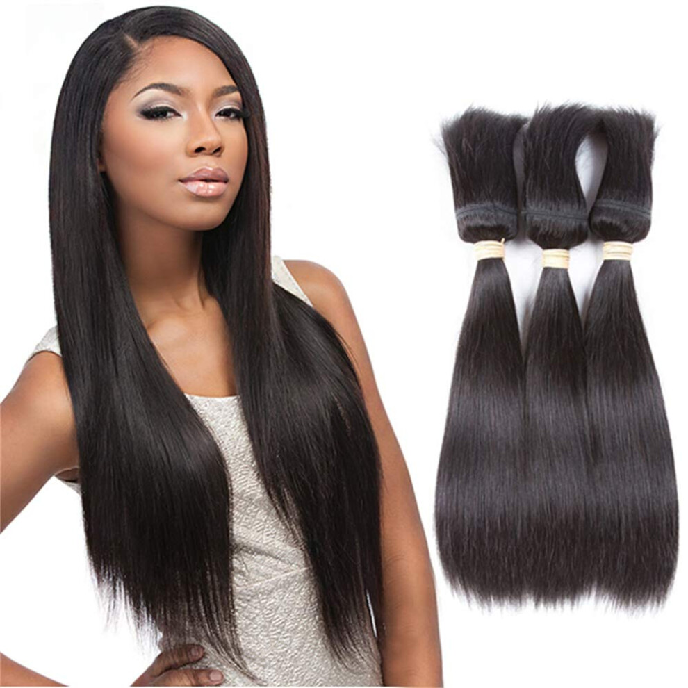 Brazilian Virgin Human Hair Weft Extensions 10 Inch Straight Natural Black for Instant Volume