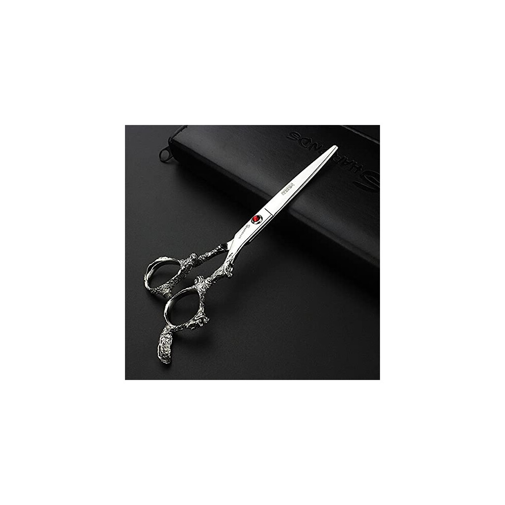Silver Hair Cutting Scissors Stainless Steel Barber Shears With Sharp Blades And Ergonomic Grip