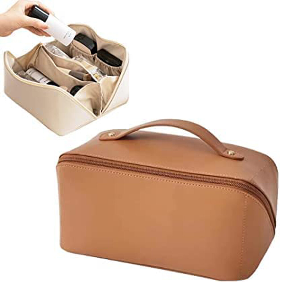 Portable Large Capacity Travel Cosmetic Bag Women, Pu Cosmetic Bag Waterproof Storage Bag
