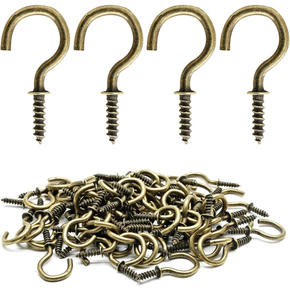 Kiibsot 100 Pcs 1" Ceiling Cups Hooks Screw Hooks, Ceiling Cup Hooks Self-Tapping Screws Hooks 9773935393301
