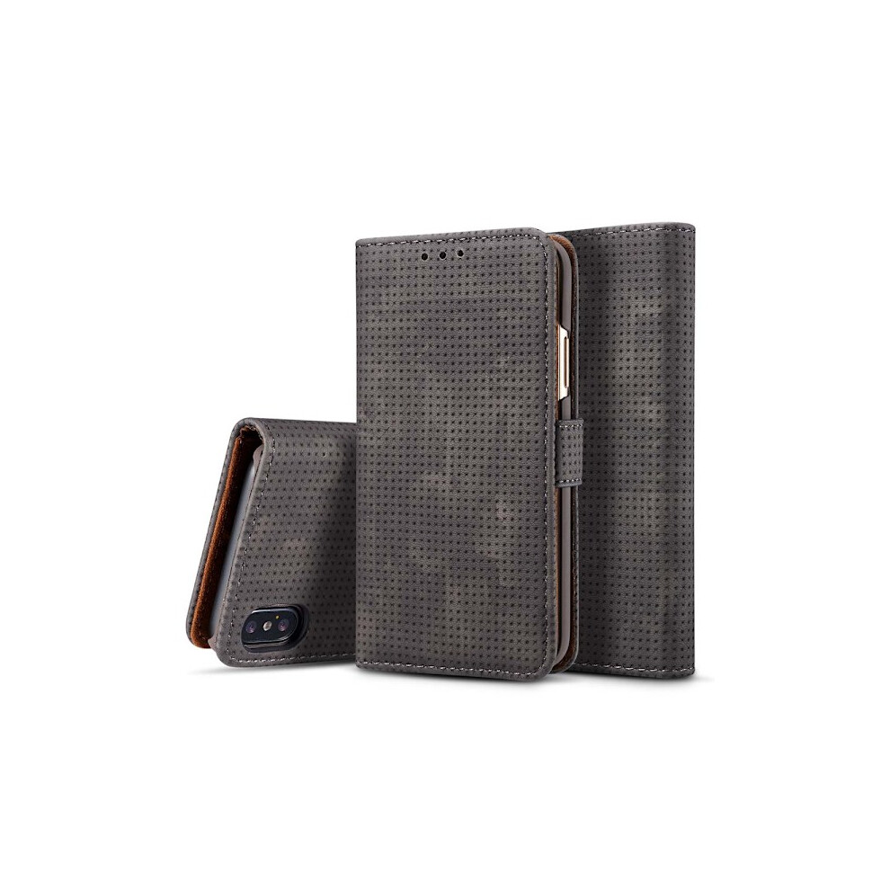 Wallet Case In Retro Design From Leman For Compatible With Iphone Xs Max Grey Black Black,Grey 9773935393066