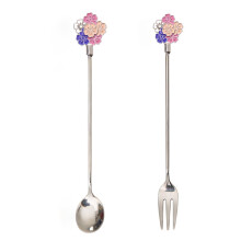 2er-Set Kirschblütenlöffel, Kaffeelöffel und Dessertlöffel, rostfreie Obstgabeln, japanischer Kaffeelöffel