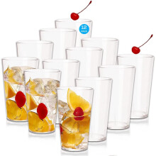 12 wiederverwendbare Plastikbecher (260 ml), transparente Becher-Set für Gartenpartys, Camping, Strand, Picknick, Kinder – kompatibel mit