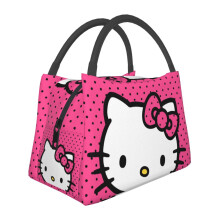 Söpö sarjakuvamainen lounaskassi Hello Kitty -eväsrasia, uudelleenkäytettävä eristetty lounaskassi toimistotyöhön, piknikille, vaellukseen -