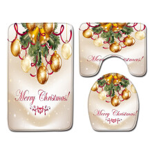 Driedelige antislipmat voor de badkamer met kerstsneeuwpopprint, toiletbrilbeschermer, voetkussen voor het toilet, badkameraccessoires, absorberend
