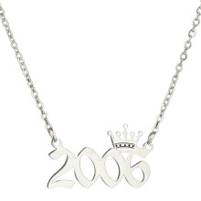 Welling Zahlenanhänger Jahreskette Krone Edelstahl Exquisite Kette Damenkette Geburtstagsgeschenk