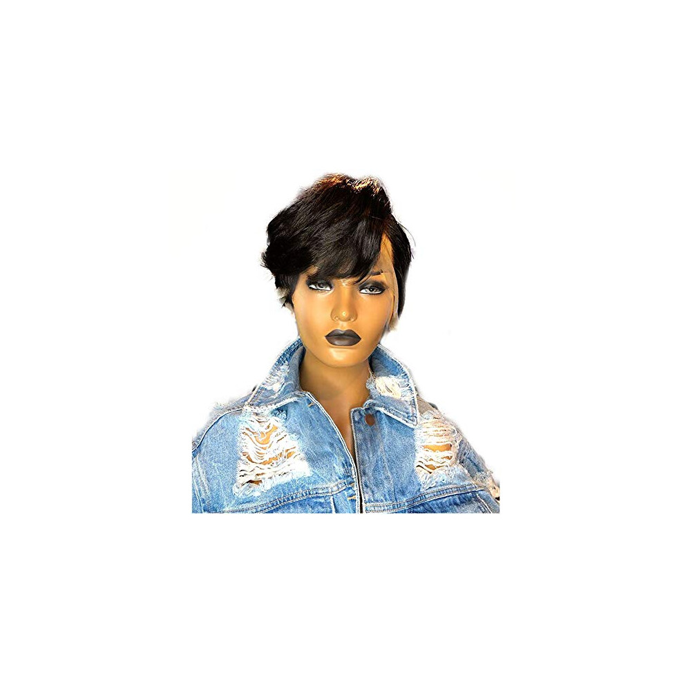 Unisex 13X6 Lace Front Wig Short Bob Pixie Cut Brazilian Human Hair Pre Plucked Natural Hairline