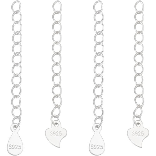 2Styles925Sterling Silver Extender Chains Silver39~41mm4pcs/style
