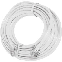 15' Feet Telephone Extension Cord Cable Line Wire, White RJ-11 by