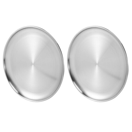 Conjunto de 2 assadeiras redondas para pizza de 25 cm (10 polegadas) em aço inoxidável, ideais para assar e servir pizzas crocantes.