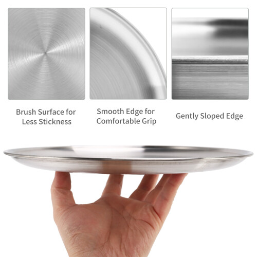 Conjunto de 2 assadeiras redondas para pizza de 25 cm (10 polegadas) em aço inoxidável, ideais para assar e servir pizzas crocantes. 1