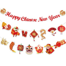 NUOLUX3pcs2024 Guirlande en papier à suspendre pour le Nouvel An chinois - Pendentif de fête