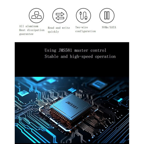 Θήκη M.2NVME SATA NGFF SSD, Μονό τσιπ, Διπλό πρωτόκολλο, Διπλός δίσκος USB3.2 10Gb, Κινητός 2