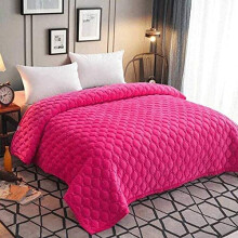 Crystal Velvet Quilted Bedspread with Cotton Filling, Reversible Red Coverlet 230x230