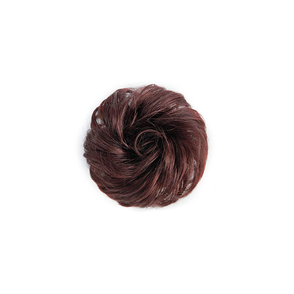 Dark Brown Human Hair Bun Extension with Natural Wavy Texture for Instant Volume Boost