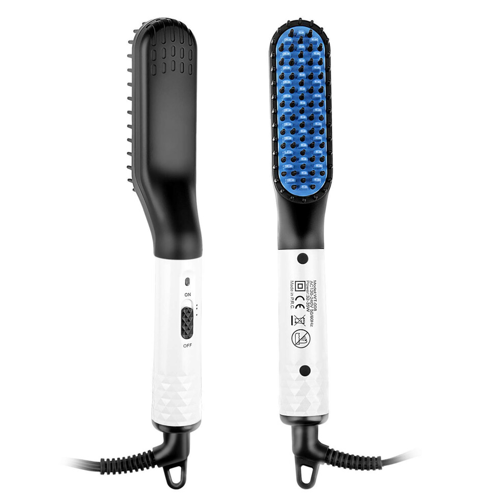 Beard Straightening Brush with Fast 30s Preheat and Dual Temperature Settings for Men and Hair