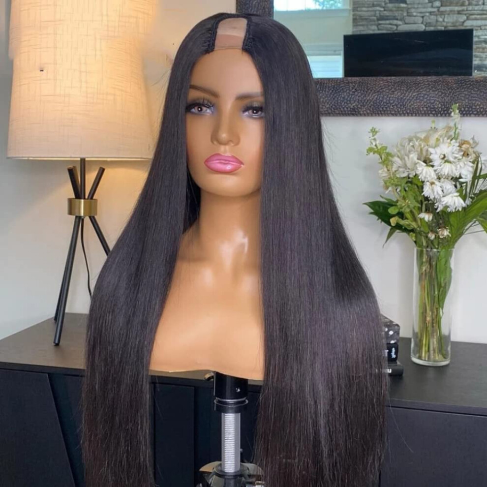 8 Inch U Part Wig Human Hair Brazilian Bone Straight Glueless ClipIn Remy Hair 220% Density