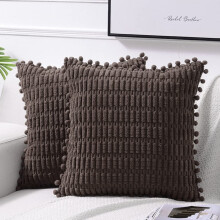 2 decoratieve sierkussenhoezen 18x18 inch met pompons voor bank, bed en woonkamer, landelijke boho-stijl woondecoratie