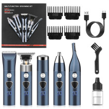 Elektrischer Herrenrasierer, 5-in-1-Doppelrasierer mit 3 Geschwindigkeitsstufen und 4 austauschbaren Scherköpfen, kompatibel mit Barbier-Aufsätzen