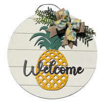 HKUKY Leuk fruit Ananas Welkom Thuis Bord Welkomstbord Huis Buitendecoratie Deurbord Houten Handwerk