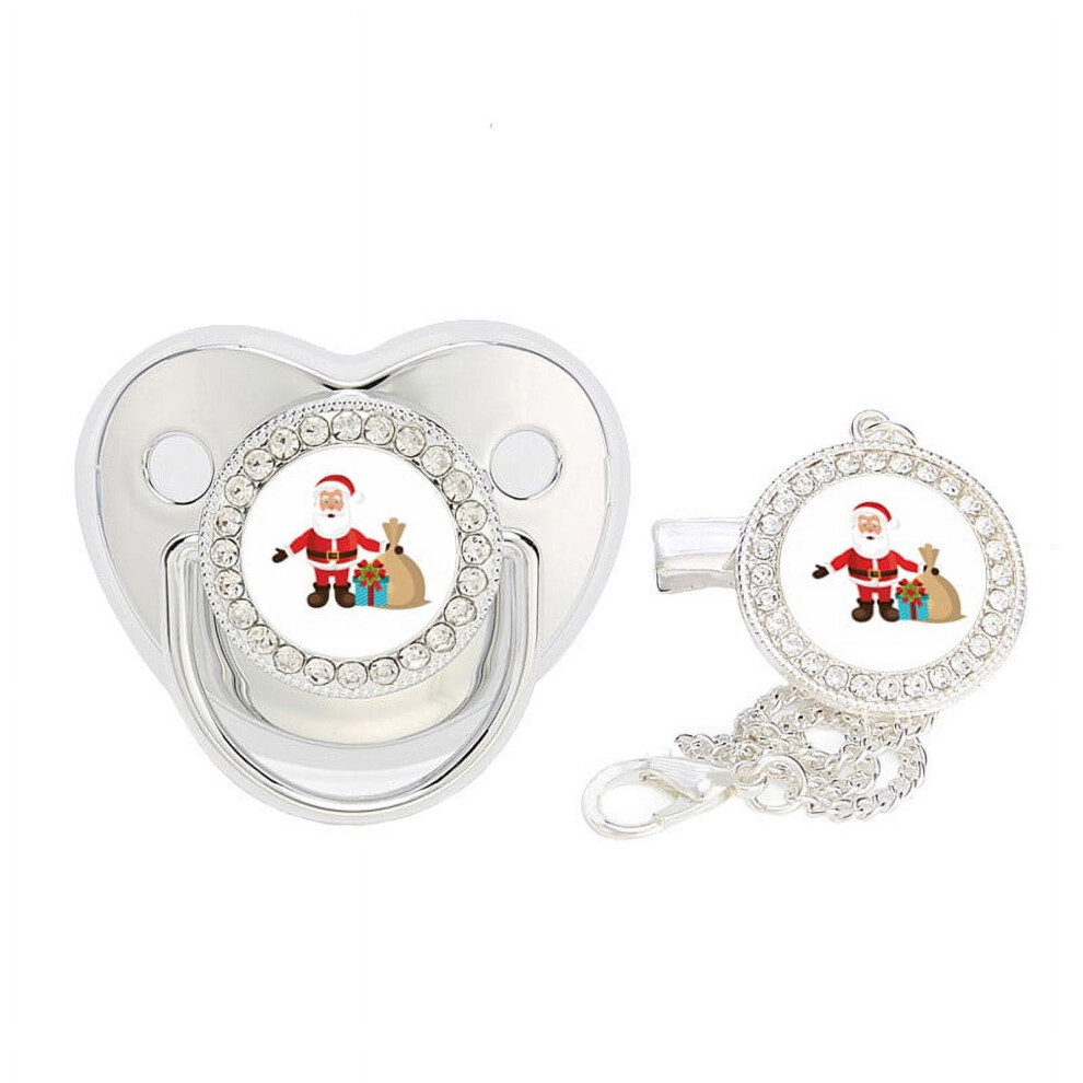 Herrnalise Ultra- Silicone Pacifier Christmas Baby Pacifier Cartoon Initial Clip Silicone Infant Nipple Bling Newborn Pacifier Light