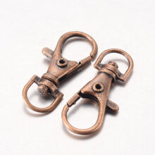 20pc Crúb Gliomach Rothlach Cóimhiotail le Crúca Snap Rothlach Saor ó Nicil, Copar Dearg, 35x13mm, Poll: 8.5mm