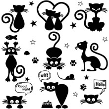 Sticker mural chat, stickers interrupteur chat noir stickers muraux Cr