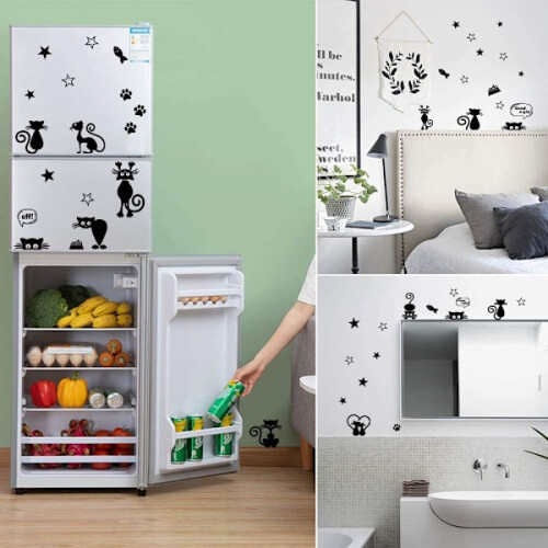 Sticker mural chat, stickers interrupteur chat noir stickers muraux Cr 2
