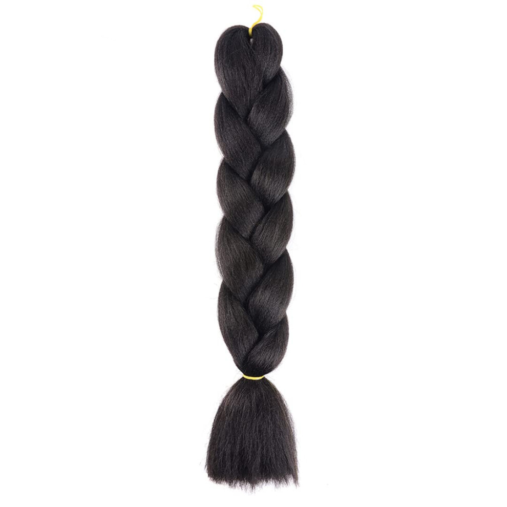 Unisex 5Pcs 24 Inch Jumbo Braiding Hair Extensions 1B Synthetic Braids For Box Braids Tangle