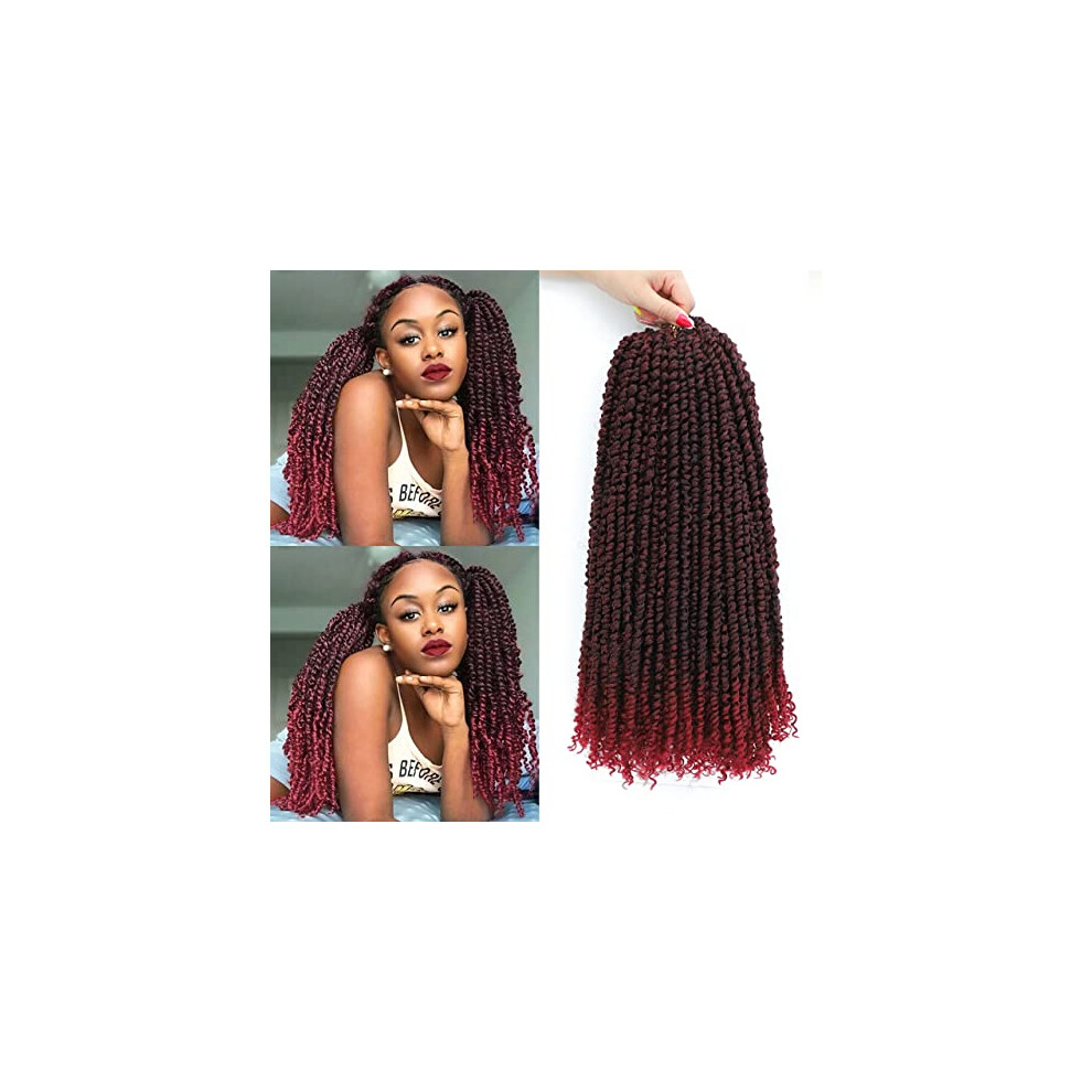 Unisex 18 Inch Pretwisted Passion Twist Crochet Hair 1B/Bug 7 Packs Easy Prelooped Installation Lightweight Longlasting Curls