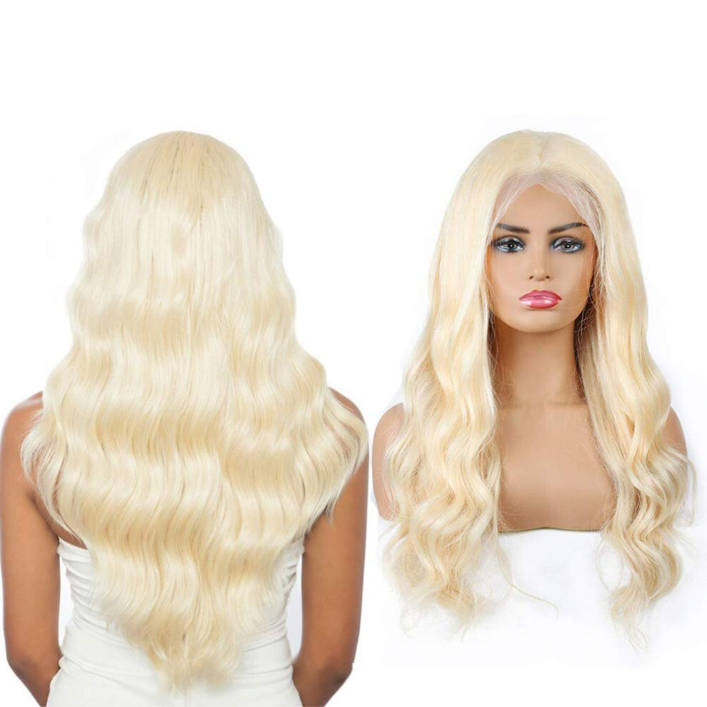 Unisex 613 Blonde Lace Front Wig Human Hair 13X6 Brazilian Virgin Pre Plucked Natural Hairline 14 Inch