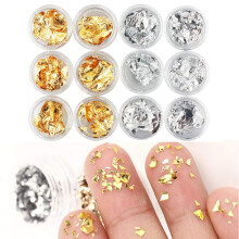 Nail Art Foil Papers 12pcs Gold and Silver Metallic Shine for DIY Acrylic and Gel Manicure