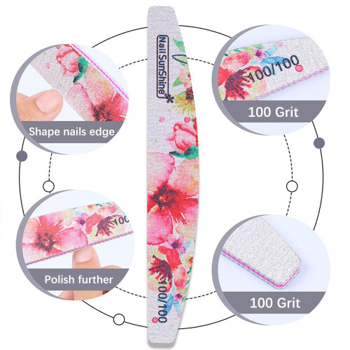 6 PCS Nail Files Set with Flower Pattern Emery Boards, Complete Grit Range 80320 for Manicure 2