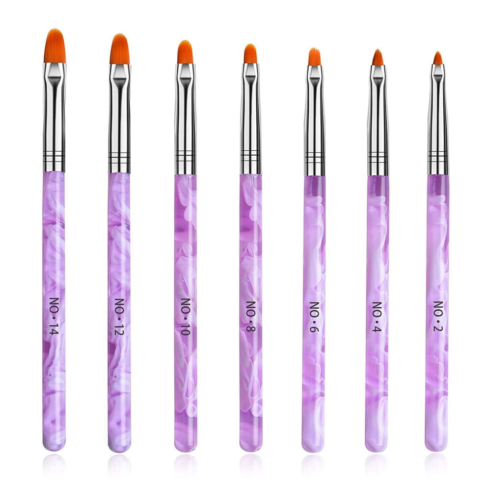 Gel Nail Brush Set, 7pcs Poly Gel Builder Brushes for Nail Art, Extension and Salon Results