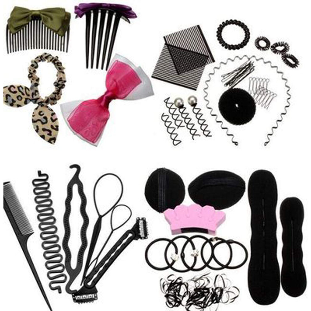 Unisex Hair Styling Tools Set With Hair Bun Maker For Women, Diy Braiding Kit, French Braid And Topsy Tail