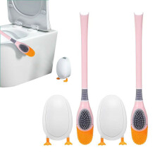 Juego de cepillo y soporte para inodoro Winysin con forma de pato buceador, cepillo de inodoro de silicona para baño con función de limpieza,