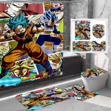 Dragon Ball-serien HD Digital Print, Vandtæt Polyester Bruseforhæng, Sæt med 4 dele