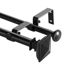 Tringle à rideaux double réglable Urbanest Square Urn, 5/8 po, 84 po-120 po, noire