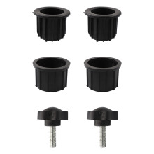 HeroNeo Lot de 2 vis de fixation pour pied de parasol rond avec 4 bagues de fixation pour support de pied de parasol, manchons et embouts pour mât