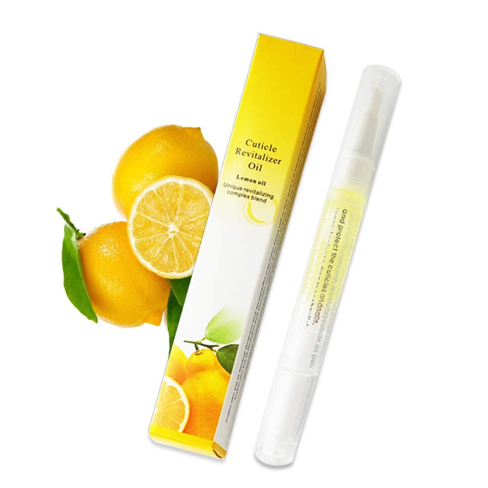 Lemon Cuticle Oil Pen with Precise Brush Application, 5ml Nail Cuticle Softener for Manicure