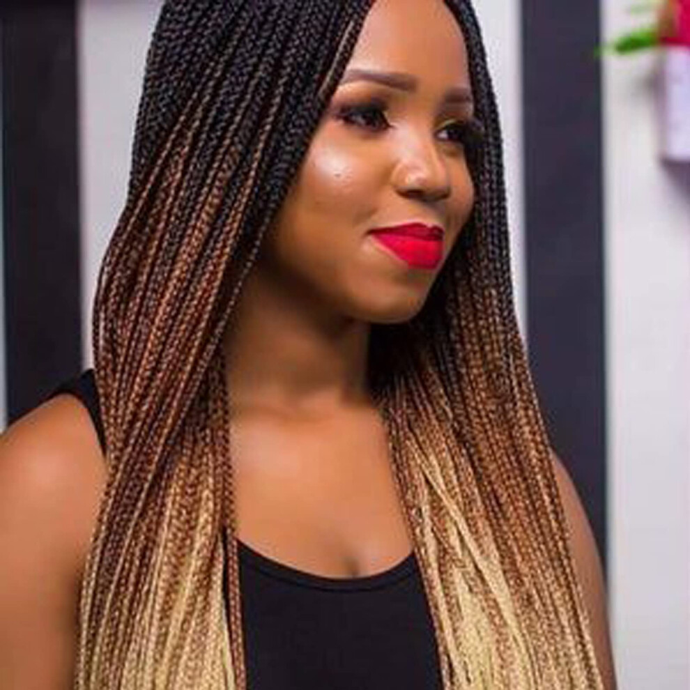 Unisex Brown 24 Inch Crochet Box Braids Hair Blonde Ombre Prelooped Goddess Box Braids 6 Pack