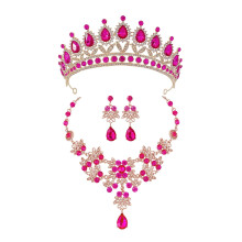 Eease1set de diadema con corona para fiestas, collar con diamantes de imitación y pendientes de joyería para bodas y fiestas