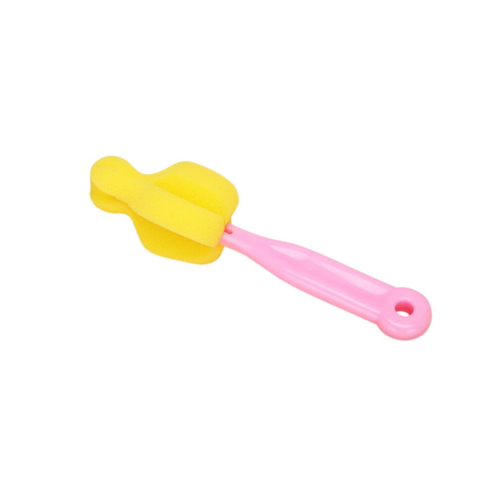Baby Bottle Brush Newborn Baby Bottle Sponge Straight Handle Brush Feeding Milk Bottle Brush Cleaning, Pink