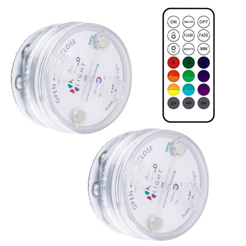 Tarmeek2Pcs Υποβρύχια φώτα LED με μαγνήτες και βεντούζες, 13LED αδιάβροχα φώτα πισίνας με 1